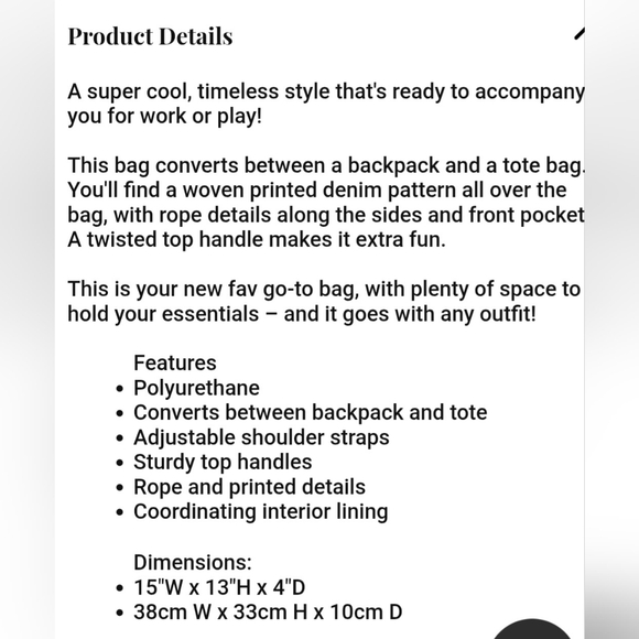 Loungefly Faux Denim Convertible Tote-Backpack NWT - Picture 11 of 11